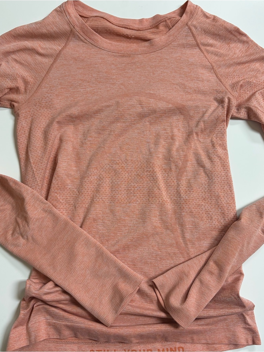 1. Size 4 LULULEMON Heathered Peach Longsleeve Swiftly